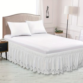 Resim Modern 36.83 cm Ayarlanabilir Kabartmalı Yatak Etek, %100 Polyester, Makine Yıkanabilir, Volan Süslemesi, Dokuma El Sanatları, Baskısız, Yatak Odası Dekoru 