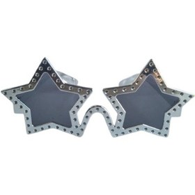 Resim Parti Gözlük Yıldız Görünümlü Gümüş Renkli Siyah Camlı Eğlenveli Parti Gözlüğü Diğer 