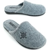 Resim Gezer Kışlık Erkek Keçe Çıkarılabilir Taban Ev Bahçe Terlik Gri 