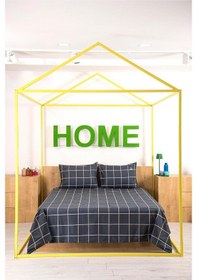 Resim Benetton Gri Çizgili Çift Kişilik Ranforce Nevresim Seti Çizgili 