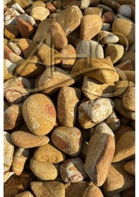 Resim Sarı Çizgili Rainbow Dolomit Çakıl Taşı 6-10 Cm 1 Kg Dekoratif Bahçe Peyzaj Saksı Akvaryum Teraryum 