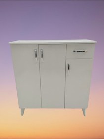 Resim Ayakkabılık Çok Amaç Model Parlak Beyaz Hard suntalem Demonte 5raf 1çekmece El Yapım Beyaz 