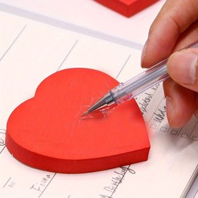 Resim 100'lü Büyük Kırmızı Kalp Şeklinde Yapışkan Notlar, Şirin Sevgililer Günü Not Defteri 
