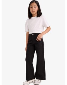 Resim Defacto Kız Çocuk Wide Leg Geniş Paça Pamuklu Okul Pantolonu E6188a825aubk27 Siyah 