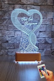 Resim Vipyol Kalp Tasarım 3d Led Gece Masa Lambası 