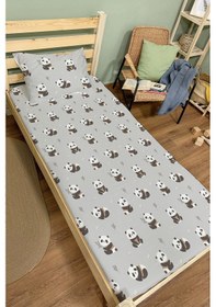 Resim Organik Tek Kişilik Lastikli Çarşaf Seti - Sevimli Bambu Dostu Panda Renkli 