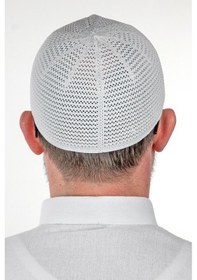 Resim Lüks Çelik Örme Namaz Takkesi Beyaz 1 Adet 