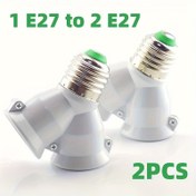 Resim 2 adet 1 E27'den 2 E27'ye ayırıcı Lamba Ampul tabanı Adaptörü Dönüştürücü 2E27 LED Y Şekilli Soket Işık Tutucu Dönüşüm soketi 