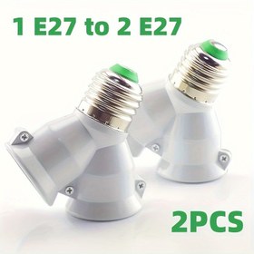 Resim 2 adet 1 E27'den 2 E27'ye ayırıcı Lamba Ampul tabanı Adaptörü Dönüştürücü 2E27 LED Y Şekilli Soket Işık Tutucu Dönüşüm soketi 