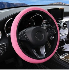 Resim Suofeng "pembe Mikrofiber Deri Direksiyon Kılıfı - 37-38cm, Kaymayı Önleyen, Nefes Alabilen, 4 Mevsim Kullanım" Koyu Mavi 