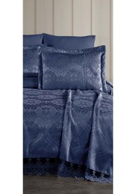 Resim Sultan 3 Parça Fransız Danetelli Şönil Lux Pike Takımı İndigo 