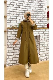 Resim Vibeys Collection Içi Çizgili Ve Kendinden Astarlı Su Geçirmez Kadın Trençkot 