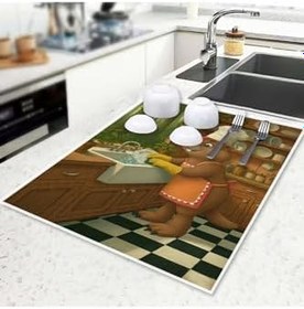 Resim Bulaşık Kurutma Matı Kurutma Örtüsü Tezgah Üstü Bulaşıklık 40X50Cm Yıkanabilir | Köstebek Desenli,Çok Renkli Tek Ebat 