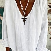 Resim Rahat Düz Renk Uzun Kollu Yuvarlak Yaka Kazak 