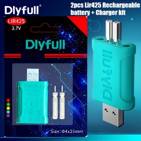 Resim 2 adet Lir425 Şarj edilebilir pil + Şarj cihazı kiti Uygun Gece balıkçılığı elektronik olta ucu ışık çubukları parlayan çubuklar, kıyı balıkçılığı alarmı parlak yüzen LED Gece Takımı 