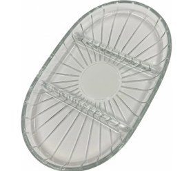 Resim Karokstore Şık Tasarımlı 3 Bölmeli Cam Kahvaltılık – 27X15 cm Dayanıklı Servis Tabağı, Çok Bölmeli Sunum Kabı, Çizgili Desen Modern Cam Meze ve Atıştırmalık Tabağı 