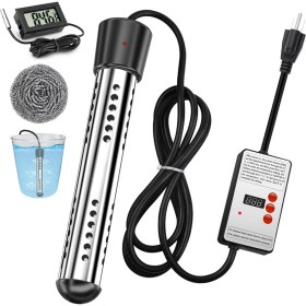 Resim Empoorlium Su Isıtıcısı, 1500W Taşınabilir Elektrikli 304 Paslanmaz Çelik Isıtıcılar, Havuz Küvet Kovaları Karavan Kamp Dış Mekan Abd Fişi (Yurt Dışından) 