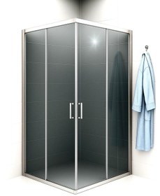Resim Duşakabin Füme Temper Cam Elegant Seri Kare Krom Profil - Yükseklik: 190 Cm Krom 