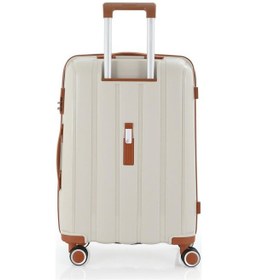 Resim Mçs Bavul Orta Ve Kabin 2li Set Kırılmaz Silikon Valiz V305 Kemik/kahve Kemik 