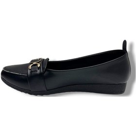 Resim C-shoes 3008-26 Cilt Taşlı V Toka Anatomik Kadın Babet Sıyah 