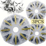 Resim Doğal ve Bebek Gibi Salonlar İçin 0.07mm 8-15mm Karışık Uzunluklarda, 10D/15D/20D D Kıvrımı, Uzun Süre Kalıcı & Rahat Kullanım için 1440 Adet Hazır Fan Kirpikli 3 Kutu 