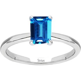 Resim Sirius Pırlanta Oktagon Kesim London Blue Topaz Tektaş Yüzük 