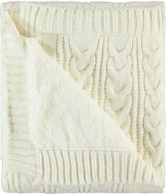 Resim Bej At Kuyruğu Desenli Triko Battaniye Krem / 75x95 Çizgili 75 X 95 Yün Solmaya Dayanıklı Tekli Krem 