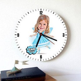 Resim Balerin Kız Karikatürlü Duvar Saati 