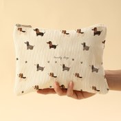 Resim Mini Dachshund Baskılı Makyaj Çantası - Hafif, Taşınabilir Düzenleyici Seyahat ve Günlük Gereksinimler için, Erkekler ve Kadınlar için İdeal, Seyahat Düzenleyici | Eğlenceli Tasarım | Fermuarlı Çanta 