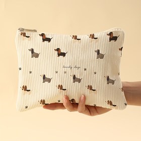 Resim Mini Dachshund Baskılı Makyaj Çantası - Hafif, Taşınabilir Düzenleyici Seyahat ve Günlük Gereksinimler için, Erkekler ve Kadınlar için İdeal, Seyahat Düzenleyici | Eğlenceli Tasarım | Fermuarlı Çanta 