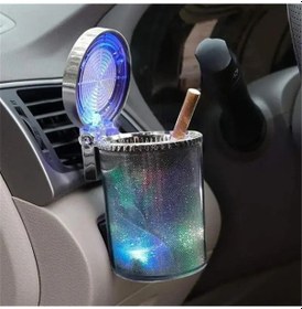 Resim Shineyee Kapaklı Ve Led Işıklı Araç Kül Tablası, Taşınabilir Mini Çöp Kutusu, Ev, Ofis Ve Seyahat İçin Gümüş 