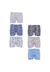 Resim Tutku 6Lı Erkek Çocuk Renkli Boxer Desenli Baskılı Pamuklu Rahat 