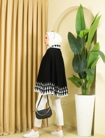 Resim 02Lady Fashion kadın üçgen desenli düğmeli yakalı triko panço 