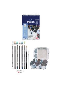 Resim Canson Eskiz Defteri Cretacolor 6'lı Aquarell Sulandırılabilir Fırçalı Eskiz Dereceli Çizim Seti 