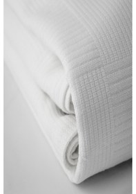 Resim Tek Kişilik Beyaz Dama Desenli Pike. Damalı Otel Pikesi 160x230 