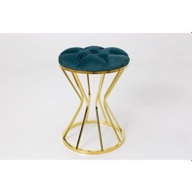 Resim Metal Ayaklı Lüks Puf Tabure Koltuk Gold Karışık 