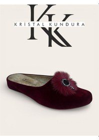 Resim Muya Kristal Anatomik Taban Şık Kadın Ev Terliği - Bordo - 3 