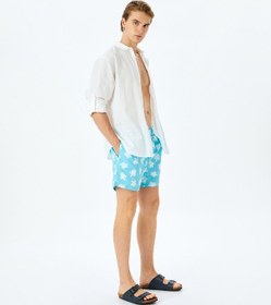 Resim Koton Kaplumbağa Desenli Oversize Beli Bağcıklı Cepli Deniz Şortu Mavi Desenli 5sam00011mw Mavi Desenli 