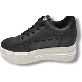 Resim Şanzelize 187-25 Deri Dolgu Topuk Kadın Sneaker Siyah Beyaz 