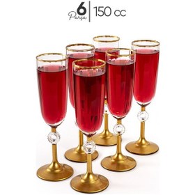 Resim Mest Emora 6 Adet Ayaklı Gold Kahve Yanı Su Bardağı Takımı - 150 Cc Şıklık Ve Zarafet Gold 