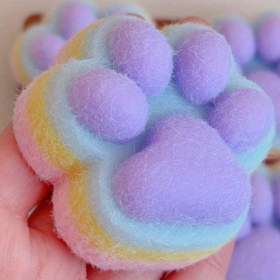 Resim Yumuşak Gökkuşağı Kedi Pati Oyuncağı - Pastel Renklerle Dopamin Rahat Sıkma Oyuncağı, Ofis Masa Dekoru, Okul Ödülleri ve Hediyeler İçin İdeal (Noel, Paskalya, Sevgililer Günü) 