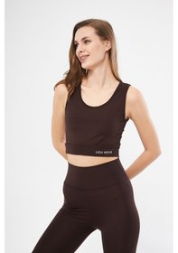 Resim Lesa Wear Halter Yaka Spor Sütyeni Crop Top Kahverengi 
