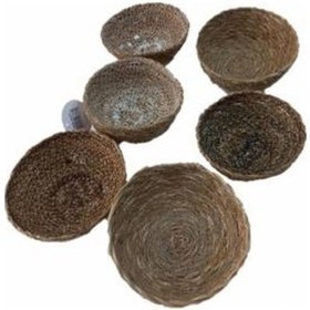 Resim Sever Hasır Örgü Çerezlik ve Çok Amaçlı Sepet Seti 14 CM 6'lı Kahverengi 