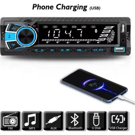 Resim Megavox Hızlı Şarjlı 2USB Oto Teyp Bluetooth Sd Aux Radyo + Max.Ses63 + Kumandalı + Garantili 