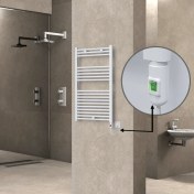 Resim Radiva Haiti Elektrikli Havlupan 300 Watt 600X1000 Düz Beyaz (On/off Düğmeli) 