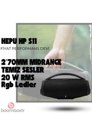 Resim HEPU HP-S11 Taşınabilir Şarjlı Bluetooth Hoparlör Usb,Aux,Tf Rgb 20w Rms 95 DB 1800 Mah TWS 