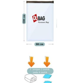 Resim 5'li Vakumlu Saklama Poşet Seti 80cm X 100 Cm Büyük Boy Yorgan Yastık Seti Vakumlu Hurç Şeffaf 