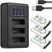 Resim Yunboo Sony Dsc-rx100 Serisi İçin 3 Yuvalı Np-bx1 Şarj Cihazı Ve 3 Adet 1350mah Pil Seti, Usb Şarj Kablolu 