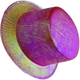 Resim Fuşya Renk Işıltılı Hologram Kumaş Kaplama Fötr Silindir Şapka Yetişkin Boy Çok Renkli 