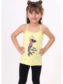 Resim Toontoy Kids Toontoy Kız Çocuk Deniz Kızı Baskılı Pul İşlemeli Atlet Sarı 